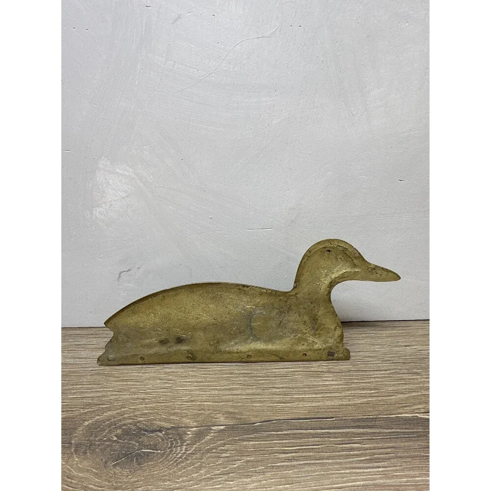 Vintage Solid Brass Duck Key Rack Wall Mount 4-Hook Cottagecore Upper Deck LTD